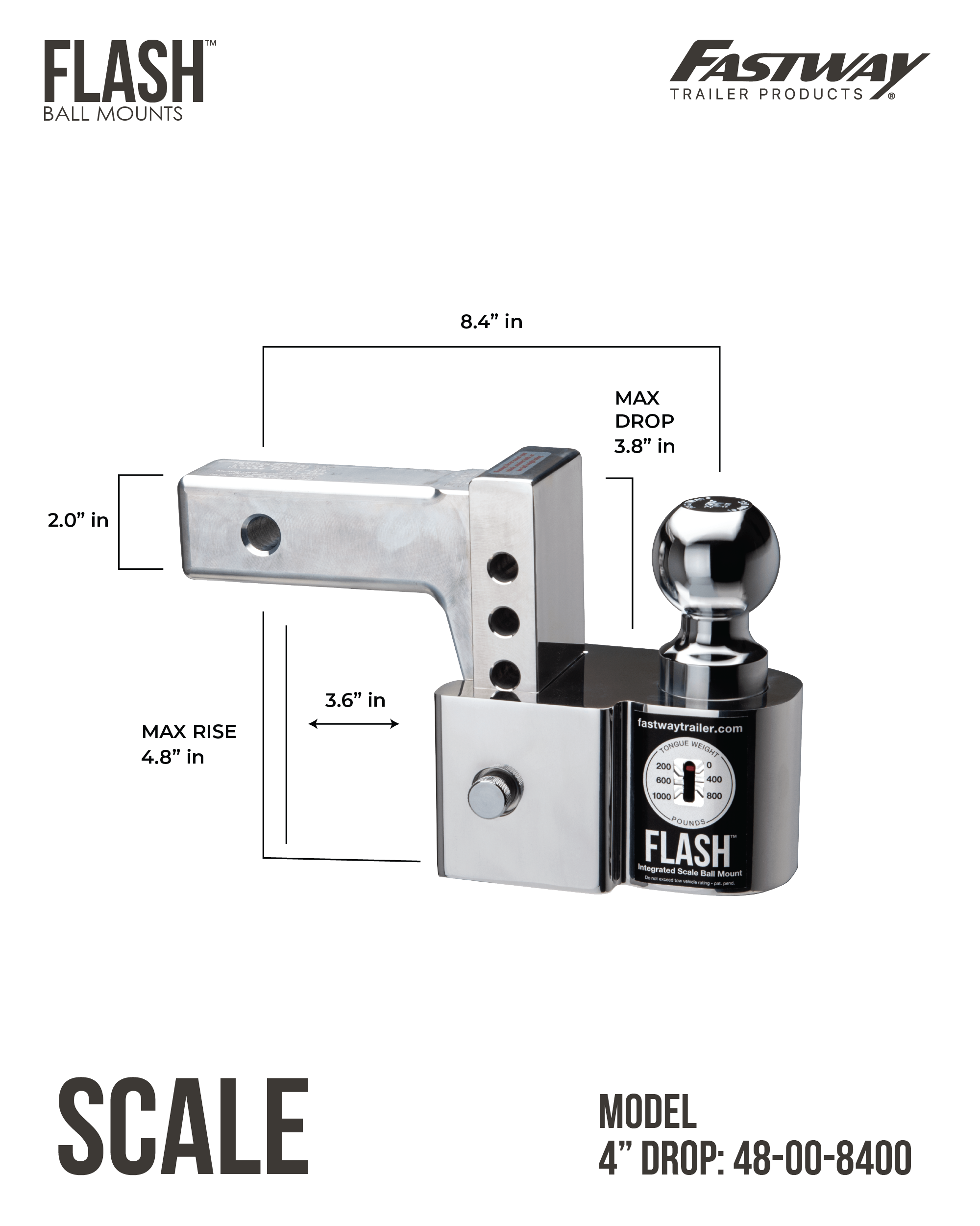 FLASH™ SCALE Ball Mount, Built-in Scale Hitch